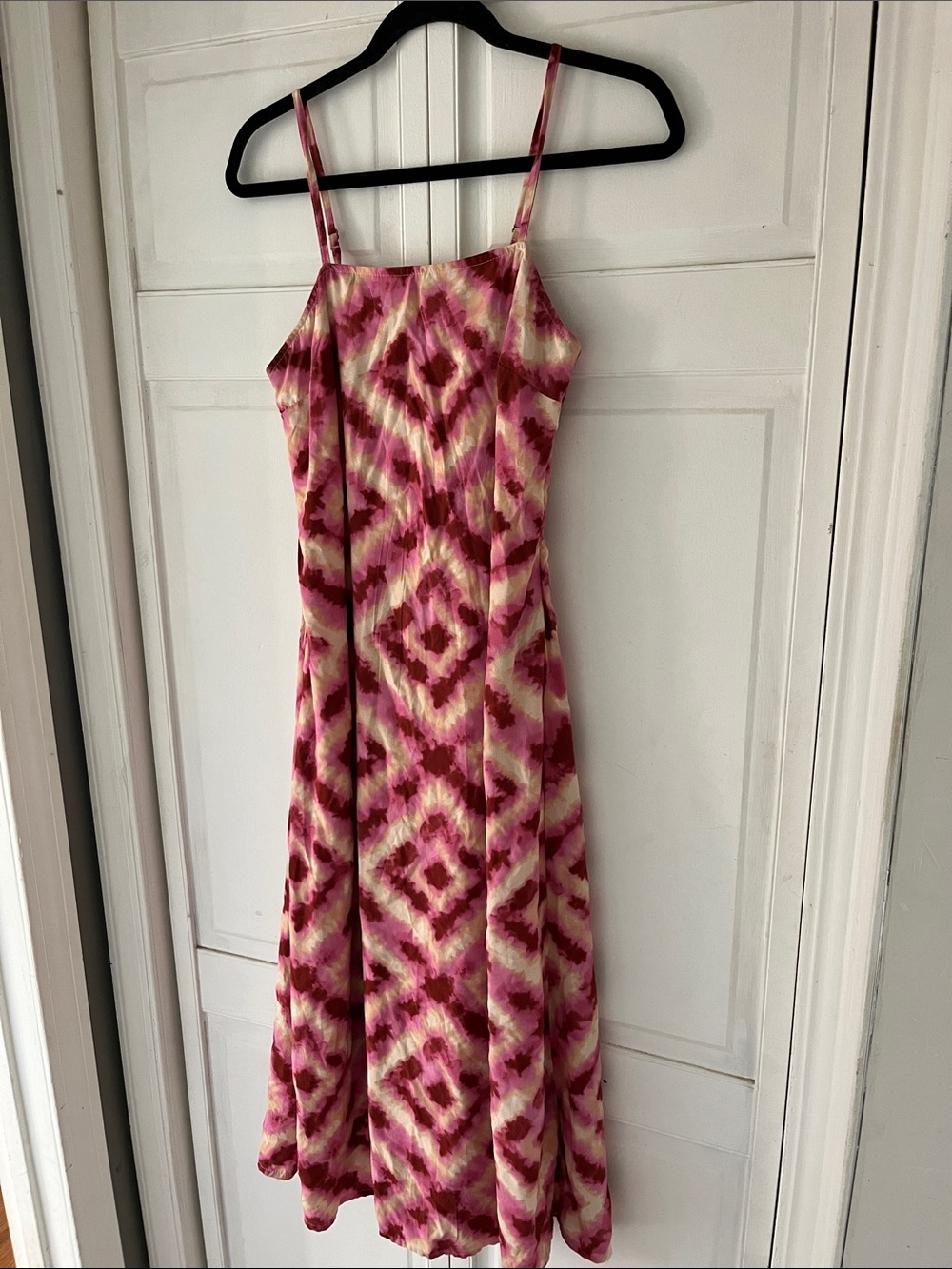 Japna Pink and Cream Diamond-Print Maxi Dress